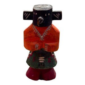 Vintage Hopi Kachina Doll Mini 4" Wooden Black Red Route 55 Tribal Painted READ
